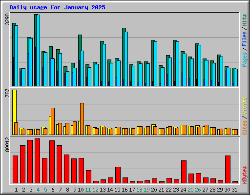 Daily usage for January 2025
