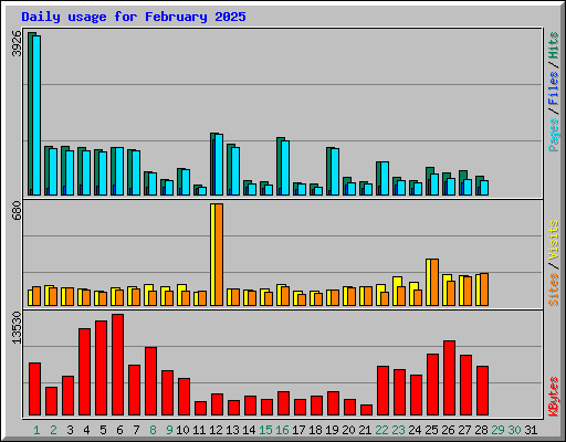 Daily usage for February 2025