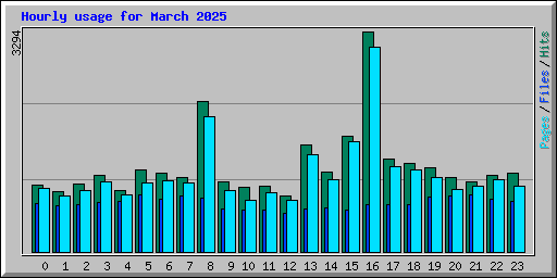 Hourly usage for March 2025