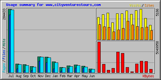 Usage summary for www.cityventurestours.com